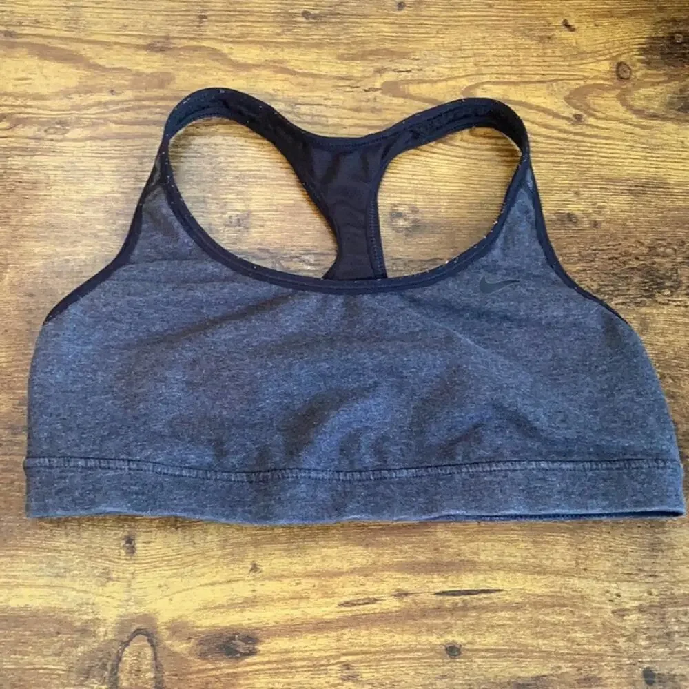 Nike Gray & Black Racerback Dri Fit Sports Bra